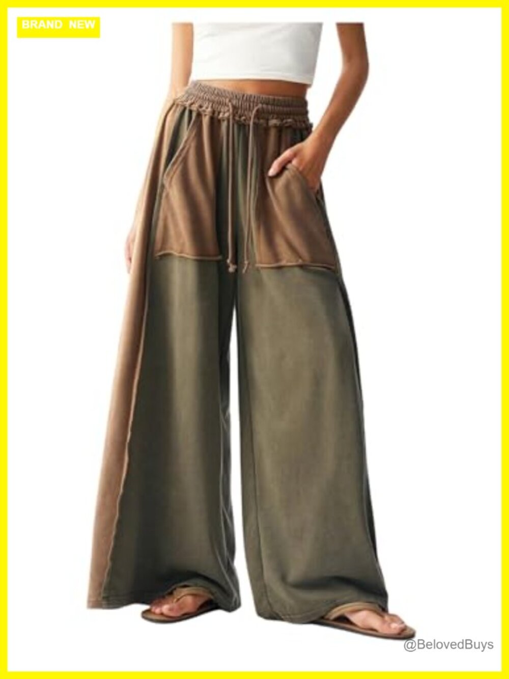 Women's Wide Leg Baggy Sweatpants Acid Wash with Pockets Drawstring